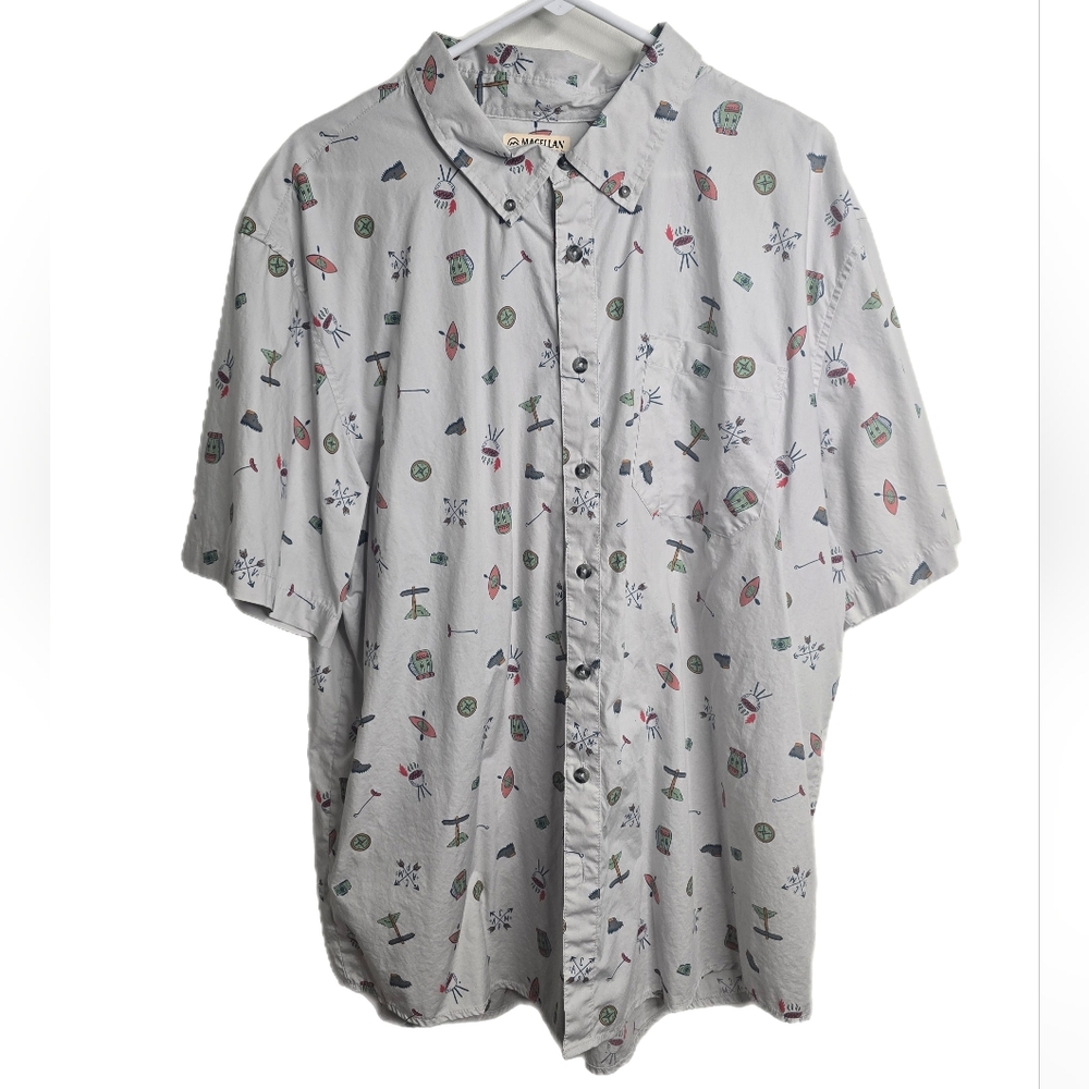 Magellan Outdoor Classic Fit  Men's Summer Patterned Buttoned-Up Shirt - 2XL